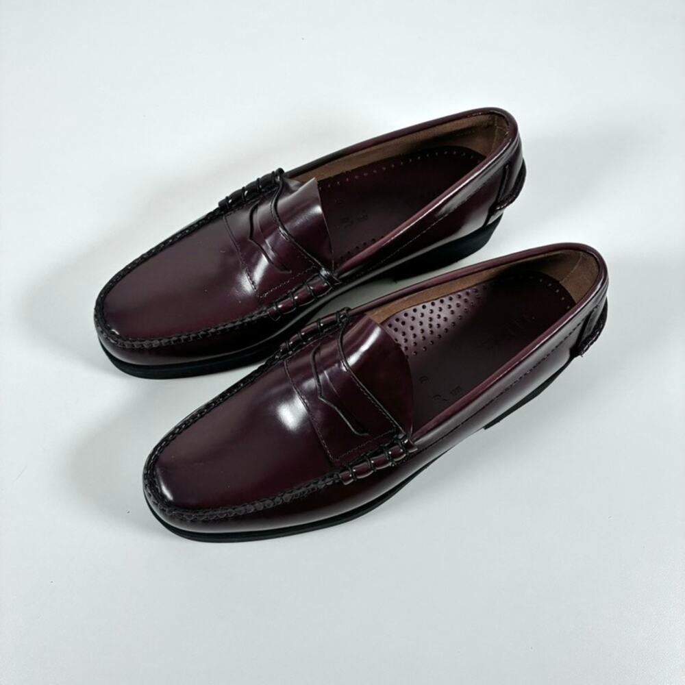 NWOB LL Bean Men's Burgundy Leather Penny Loafers - Size 10D
